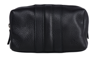 Gucci Small Logo Embossed Cosmetic Pouch, &pound;250, Accessories, Black, Leather, Front view